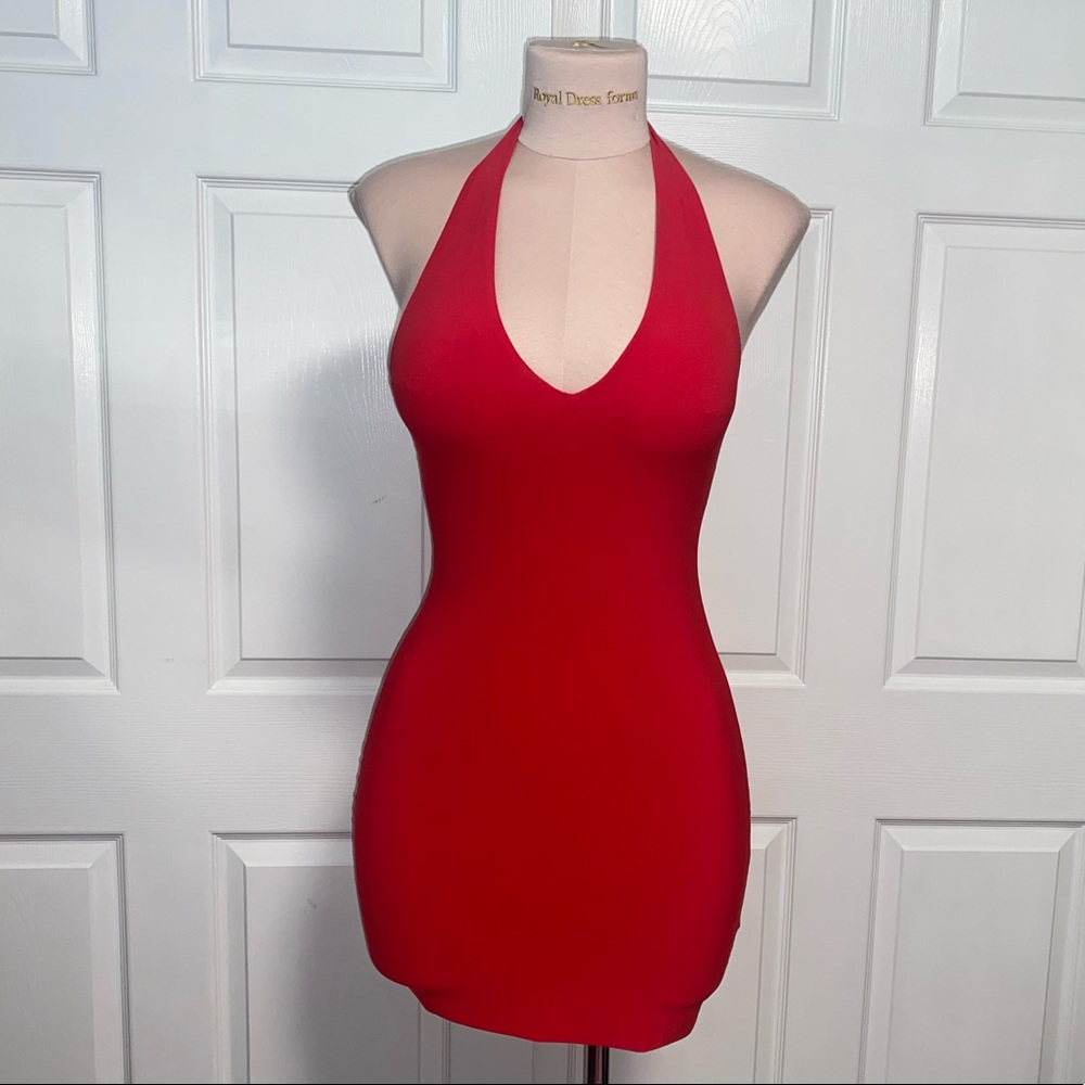 AYM Red Halter Mini Dress